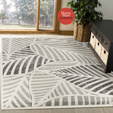Silver Grey Leaf Hand-Carved Soft Living Room Area Rug by Homemartgoods